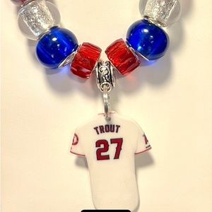 Los Angeles Angels Beaded Key Ring Hanging Purse Charm